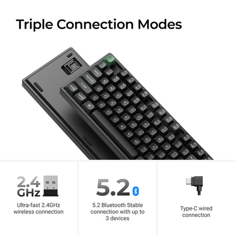 Keychron k8 ultra 8k wireless custom mechanical keyboard (zwart, us lay-out (qwerty), apex red, 80% (tkl), rgb leds, osa double-shot pbt, usb-c | 2.4 ghz | bluetooth 5.2)