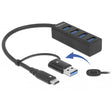 Delock Hub USB 3.2 gen 1 a 4 porte con connessione USB Type-C o USB Type-A Hub USB (nero)