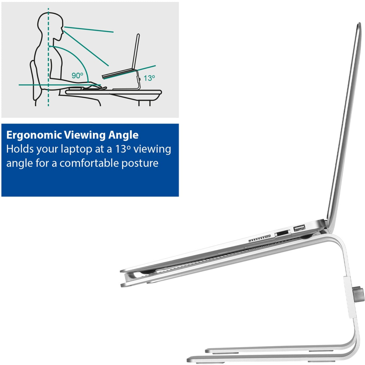 Supporto per laptop Act Connectivity in alluminio (alluminio)