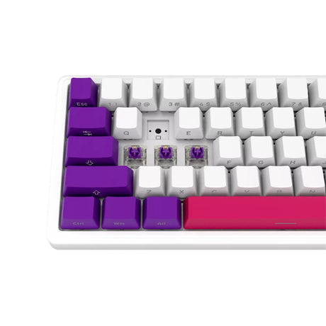 Tastiera da gioco meccanica Lorgar kbp70mw rgb (bianca, layout USA (qwerty), viola tossico logar, 65%, rgb, sostituibile a caldo, pbt double-shot, bluetooth | 2.4ghz | usb)