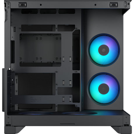 Custodia midi tower rgb dal design frattale pop 2 vision (nero | 1x usb-a | 1x usb-c | rgb | vetro temperato)