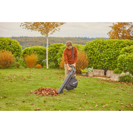 Gardena aspirapolvere - soffiatore powerjet raccogli foglie aspirafoglie soffiatore (grigio nero, batteria 18v p4a e caricabatterie inclusi)
