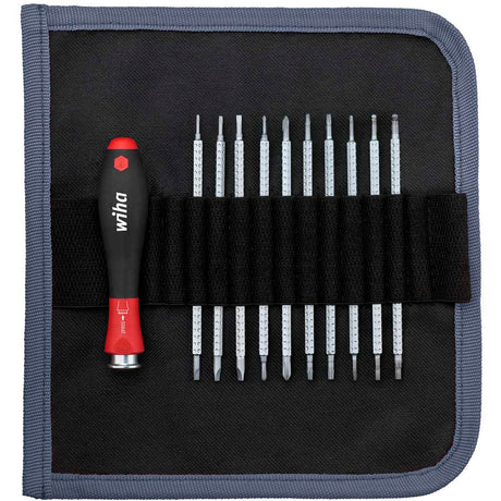Cacciavite Wiha con set di lame intercambiabili sistema 4 (nero rosso, 11 pezzi, inclusa custodia avvolgibile)
