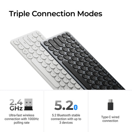 Tastiera Keychron b5 pro-k8 (bianca, layout USA (QWERTY), interruttori a forbice, 100%, copritasti in ABS, USB Bluetooth da 2,4 GHz)