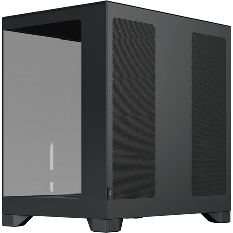 Custodia midi tower pop 2 vision dal design frattale (nero | 1x USB-A | 1x USB-C | vetro temperato)