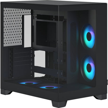 Custodia midi tower rgb dal design frattale pop 2 vision (nero | 1x usb-a | 1x usb-c | rgb | vetro temperato)