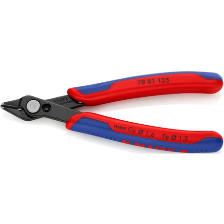 Pinza per elettronica Knipex super Knips 78 81 125 per elettronica (rosso blu, collegamento con rivetto in acciaio inossidabile, morsetto per filo)