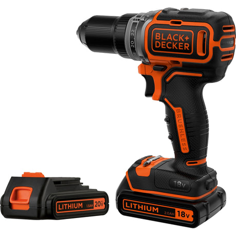 Trapano avvitatore a batteria Black+decker bl186k1b2 (nero arancio, custodia, 2 batterie e caricabatterie inclusi)
