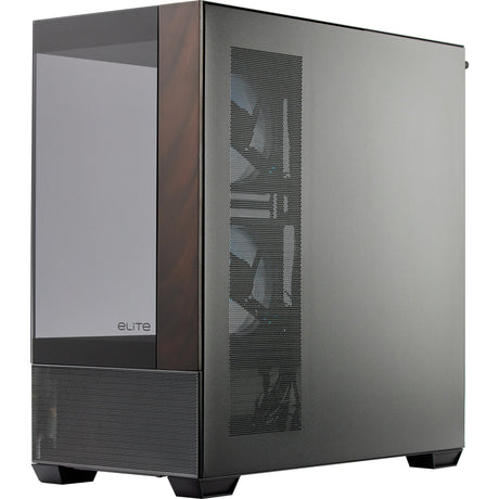 Custodia Midi Tower Cooler Master Elite 690 Wood (colore legno nero | 2x USB-A | 1x USB-C | RGB | vetro temperato)