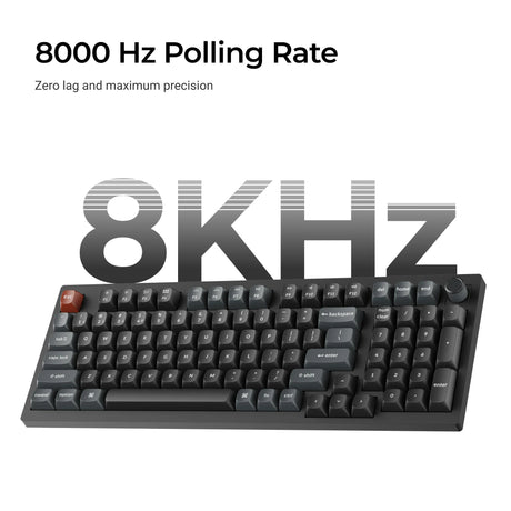 Tastiera meccanica personalizzata wireless Keychron v5 ultra 8K (nera, layout americano (qwerty), pompon in seta marrone, 96%, rgb, hot swap, 2,4 ghz | bluetooth 5.3 | usb-c)