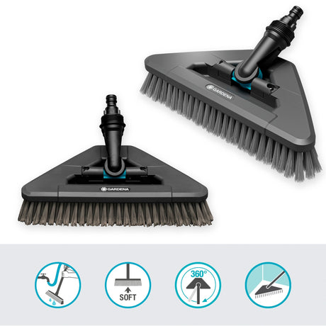 Gardena cleansystem manico spazzola spazzola per lavaggio soft flex (grigio, 18812-20)