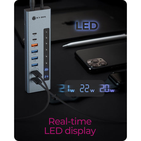 Icy box docking station ib-hub1742cr-c2pd (azzurro)