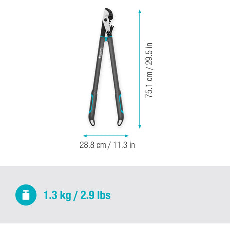 Forbici da potatura a incudine Gardena Energycut Pro L, con taglio a incudine (grigio turchese, 75 cm, per legno secco)