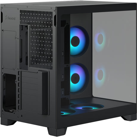 Custodia midi tower rgb dal design frattale pop 2 vision (nero | 1x usb-a | 1x usb-c | rgb | vetro temperato)