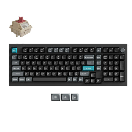 Tastiera meccanica personalizzata Keychron q5 ultra-m3 8k wireless (nera, layout americano (qwerty), pompon in seta rosso, 96%, rgb, hot swap, 8k, 2,4 ghz | bluetooth 5.2 | usb-c)