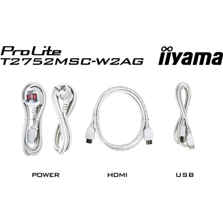 Monitor touchscreen Iiyama prolite t2752msc-w1ag 27 (bianco (opaco), 100 Hz, HDMI, porta display, USB 3.2 gen 1, audio, touchscreen)
