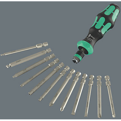 Portainserti Wera 838 ra-r l con funzione a cricchetto, cacciavite 1 4 (nero verde)