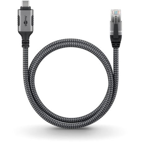Adattatore di rete Goobay da USB-C 3.2 gen1 a RJ-45 (nero argento, 2 metri)