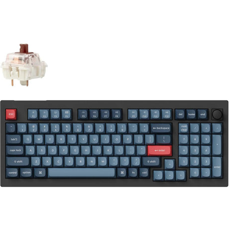Tastiera meccanica Keychron v5 max-d3 rgb (nera, layout us (qwerty), gateron jupiter marrone, 96%, led rgb, double-shot pbt, hot swap, 2.4 | bluetooth | usb-c, manopola)