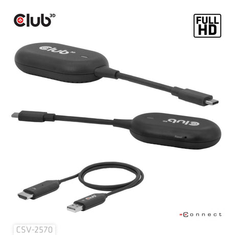 Adattatore per trasmettitore e ricevitore wireless da USB-C a HDMI Club 3D (nero)