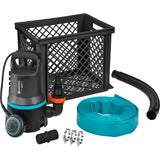 Gardena pompa per acqua sporca 9000 set di pompe sommergibili e a pressione (turchese nero, 9041-20)