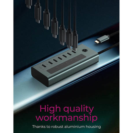 Icy box Hub USB USB-C 3.2 gen 2 a 7 porte (blu-grigio)