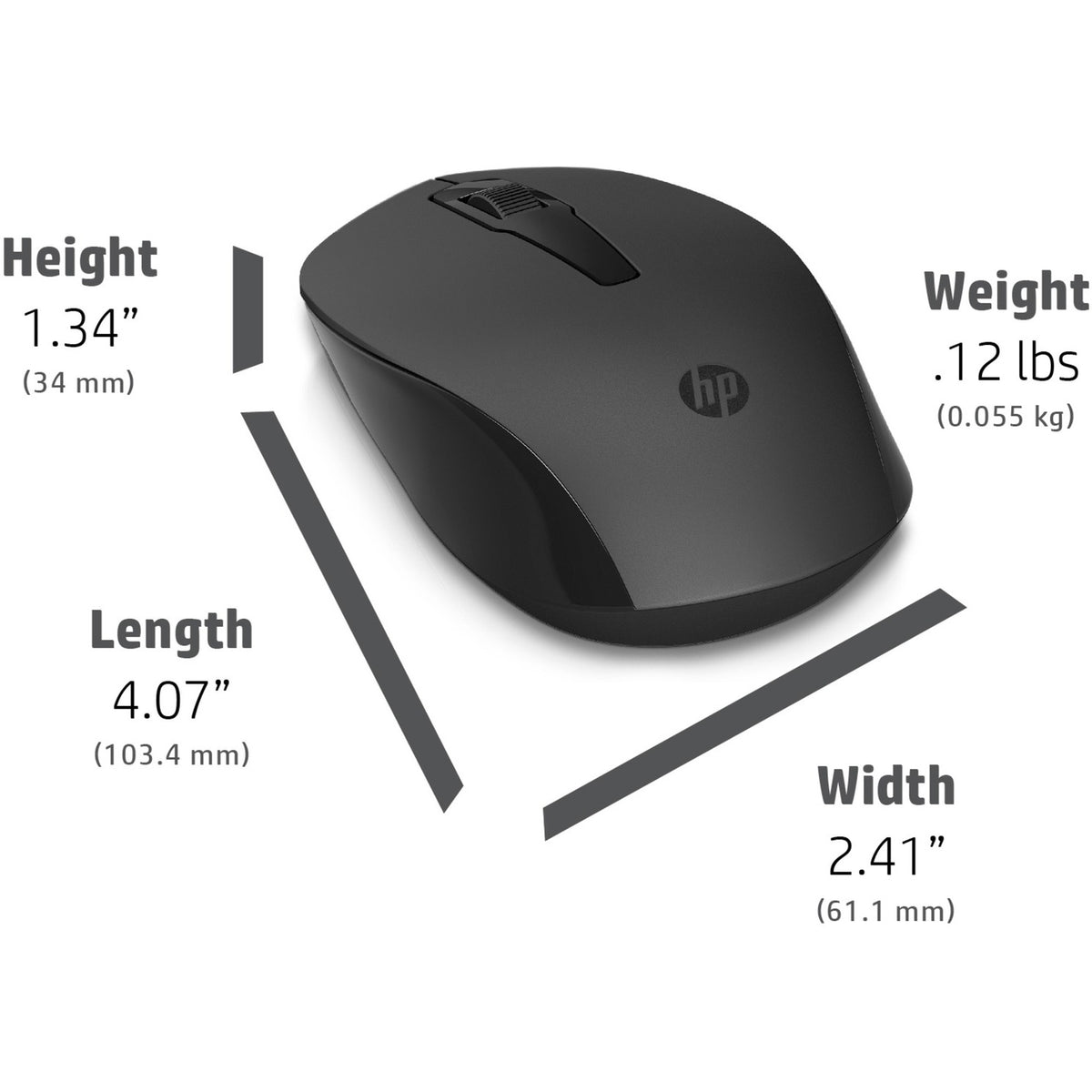 Mouse wireless HP 150 (grigio scuro nero, 1600 dpi)