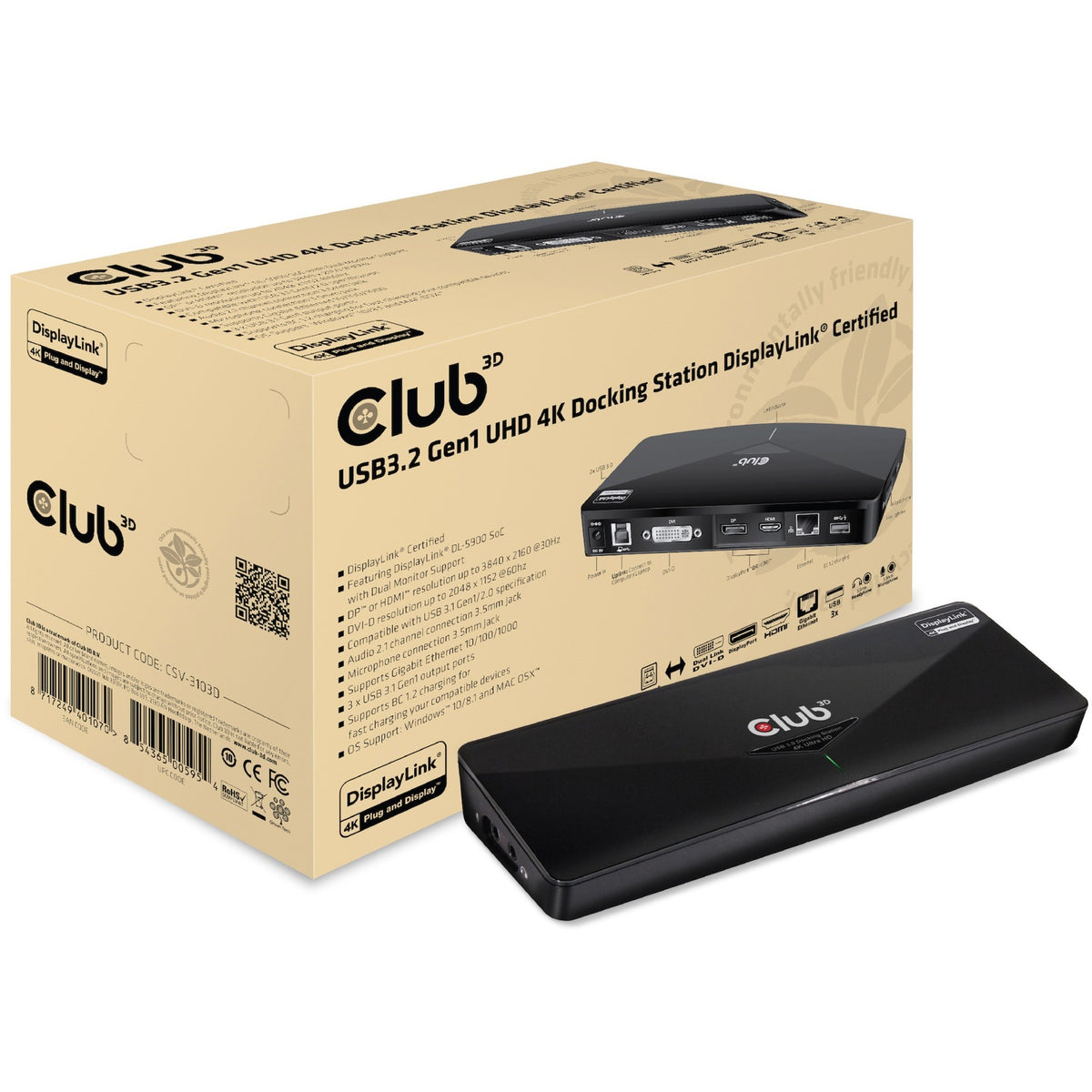 Docking station Club 3D USB 3.0 4K (nero)