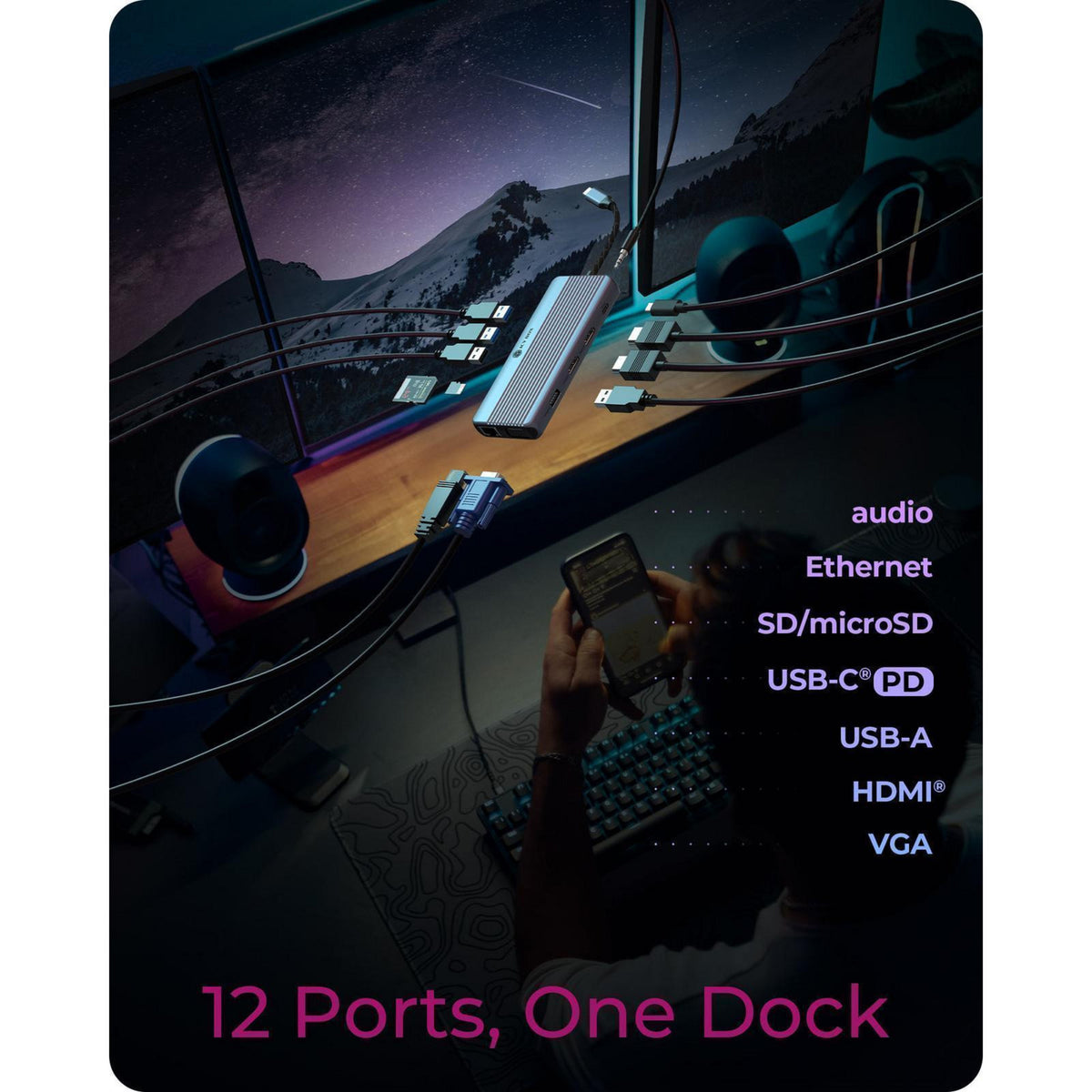 Icy box ib-dk4062-cpd Docking station 12 in 1 (alluminio)