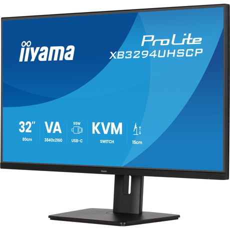 Monitor Iiyama Prolite xb3294uhscp-b1 31,5 4k uhd (nero, 2x hdmi, porta display, 2x usb-a, 3x usb-c)