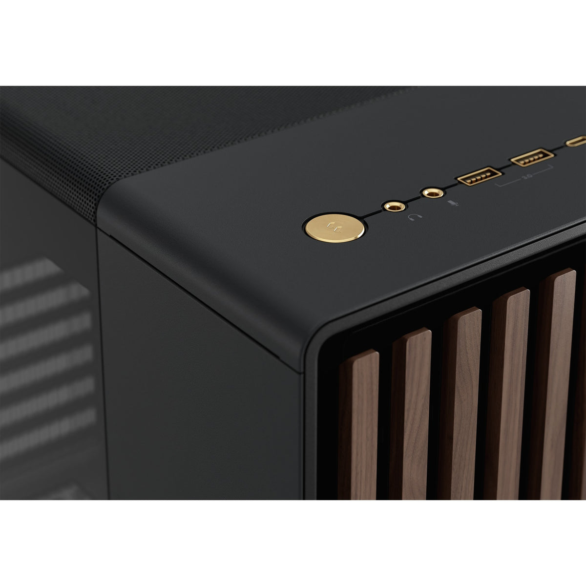 Custodia North Midi Tower dal design frattale (colore legno nero | 2x USB-A | 1x USB-C | vetro temperato)