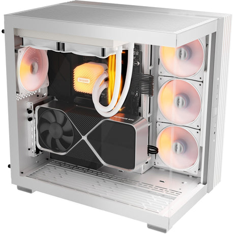 Silenzio! alloggiamento midi tower base luminosa 600 lx (bianco | 2x USB-A | 1x USB-C | RGB | vetro temperato)