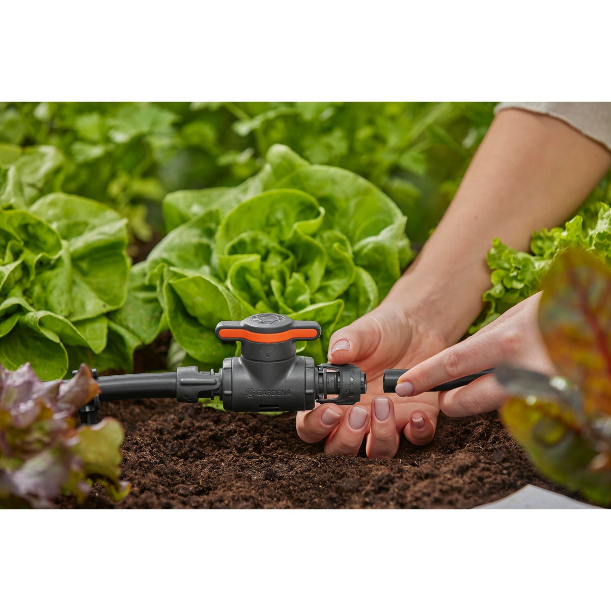 Valvola di intercettazione e regolazione Gardena micro-drip-system 13 mm (1 2 ) (grigio arancione)