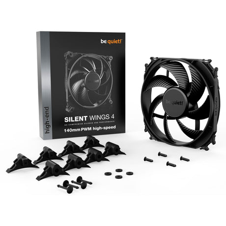 Silenzio! ventola del case ad alta velocità silent Wings 4 pwm (nera, 140 x 140 x 25 mm)