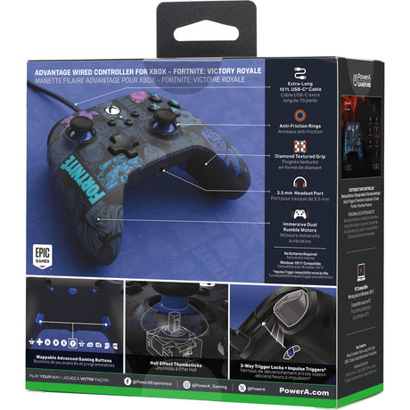 Controller Powera Advantage con cavo per xbox serie x|s - fortnite: Victory Royale (blu scuro, xbox serie x|s, xbox one, PC)