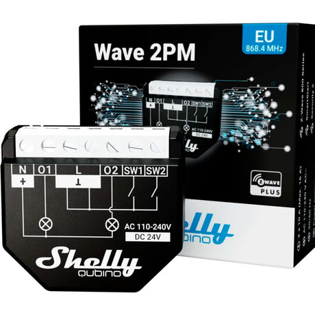 Relè Shelly qubino wave 14:00 (nero, 2 canali, onda z)