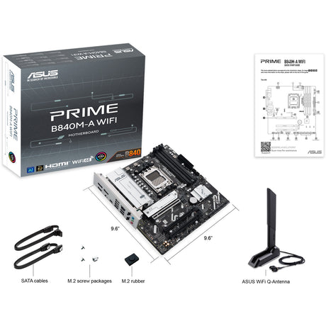 Scheda madre Asus Prime B840m-A Wi-Fi Socket AM5 (2,5 GB-LAN, Wi-Fi 6e, BT, Suono, µATX)