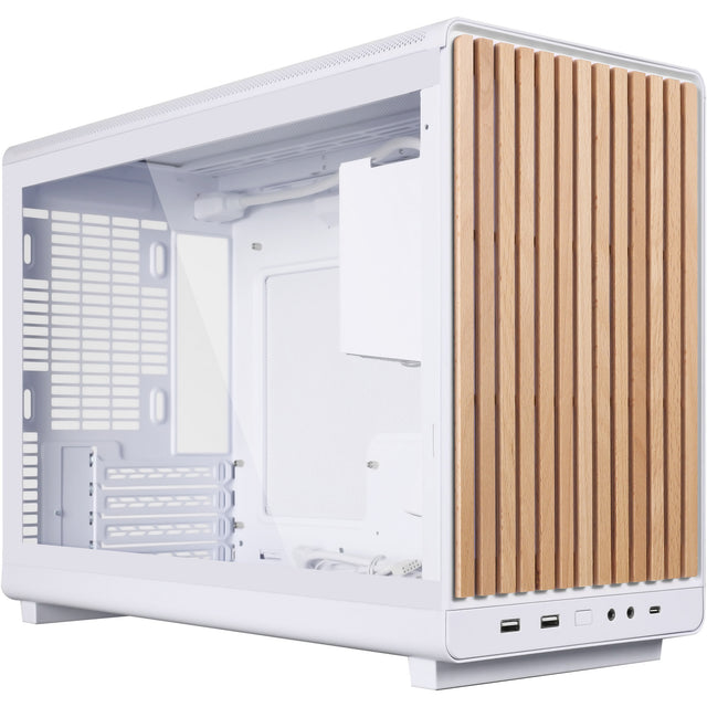 Custodia midi tower Lian li a3-matx bianca (edizione legno) (colore legno bianco | 2x USB-A | 1x USB-C | vetro temperato)