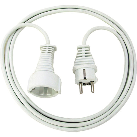 Cavo di prolunga in plastica di qualità Brennerstuhl con spina con messa a terra e giunto (cavo di prolunga per interni con cavo da 2 m) bianco