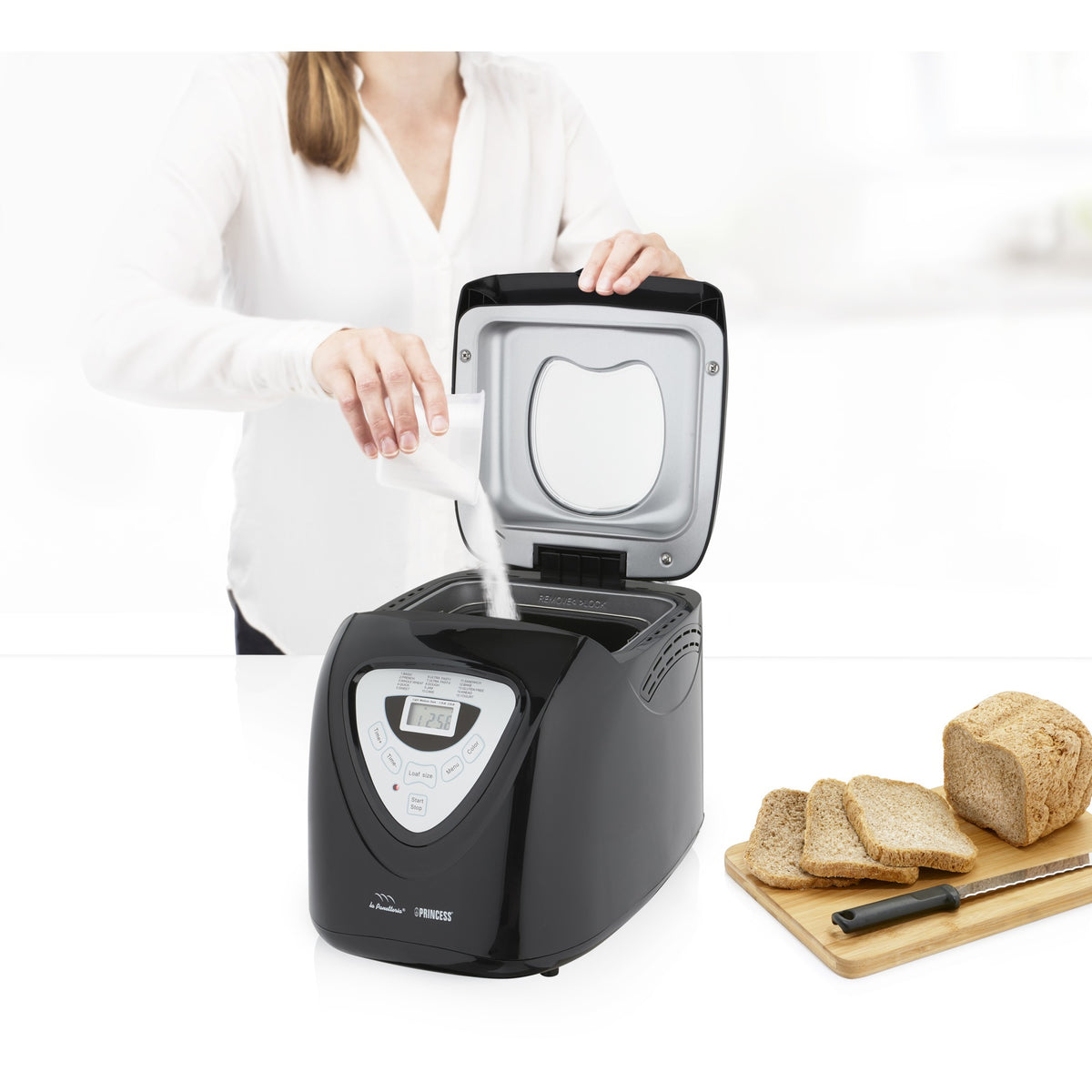 Macchina per il pane Princess 152009 (argento nero, per fare pane, torte, marmellata, yogurt e riso)