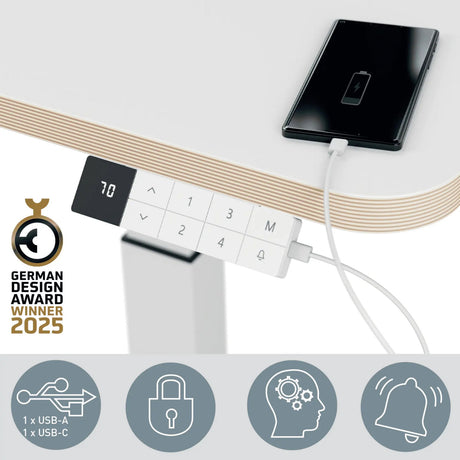 Scrivania Leitz ergo sit-stand elettrica - regolabile in altezza - scrivania piccola - con funzione memory - 80 x 60 cm - bianco