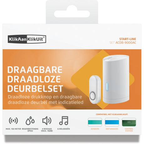 Klikaanklikuit acdb-9000ac - campanello senza fili - ricevitore a batteria - bianco