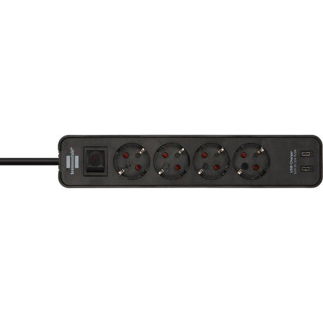 Brennerstuhl ecolor Ciabatta a 4 vie con 2 connessioni di ricarica USB, ciabatta (nero, 2x USB-C)