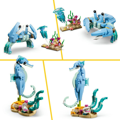 Animali marini 3 in 1 LEGO® Creator: bellissimi delfini - ricostruibili in cavalluccio marino o granchio - 31385