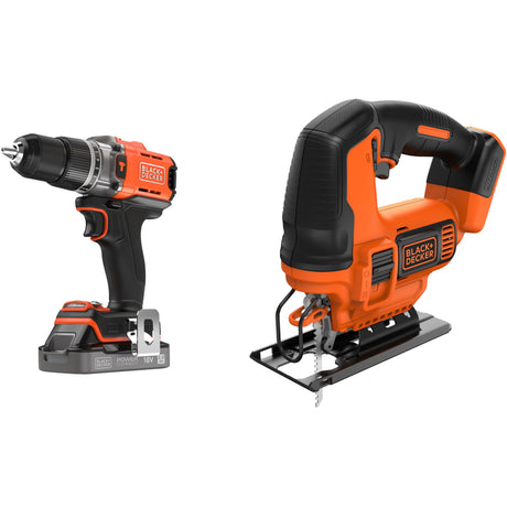 Pacchetto cacciavite Black+decker 18 V + seghetto alternativo a pendolo 18 V (nero arancione)