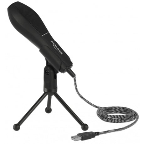 Delock Microfono a condensatore USB (nero, con supporto da tavolo)