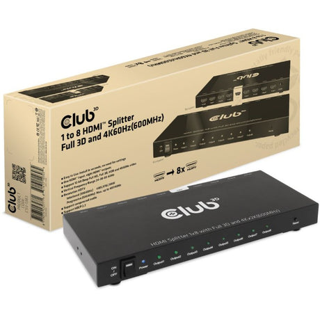 Club 3d splitter hdmi da 1 a 8 full 3d e 4k60hz (600mhz) (nero)