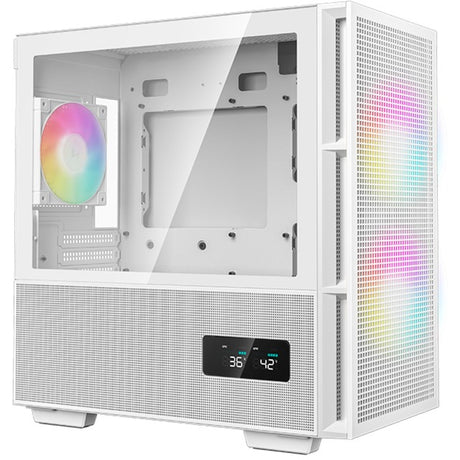Custodia mini tower digitale Deepcool ch360 (bianco | 1x USB-A | 1x USB-C | RGB | vetro temperato)