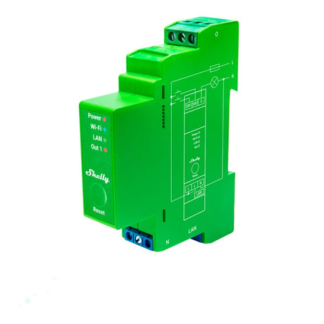 Relè Shelly pro dimmer 13:00 (verde, 1 canale, WiFi, LAN, Bluetooth)