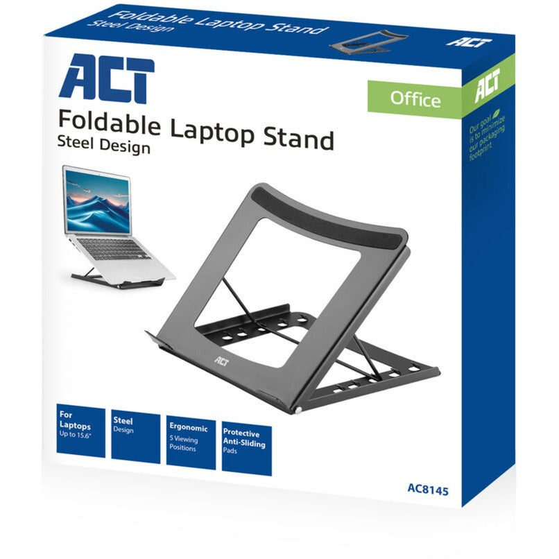 Supporto per laptop Act Connectivity, pieghevole, regolabile in altezza in 5 posizioni (nero)